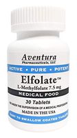 Elfolate® 7.5mg L-Methylfolate Methyl Folate Methylfolate Medical Food Supplement Doctor Recommended Professional Strength Active Pure Potent 30 Tablets