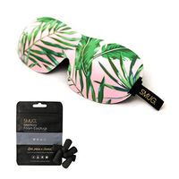 SMUG Eyelash Friendly Contoured 3D Blackout Beauty Sleep Mask/Eye Mask Set with Earplugs (4 Pairs), Palm Tree Print