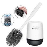 MEKEET Toilet Brush and Holder Set Soft Silicone Bristle Toilet Bowl Brush Hideaway Compact Toilet Brush for Bathroom Cleaning