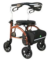 Evolution Xpresso Zero Lightweight Medical Walker Rollator with Seat, Large Wheels, Brakes, Backrest, Basket for Seniors Indoor Outdoor use (Coppery Brown, Tall)