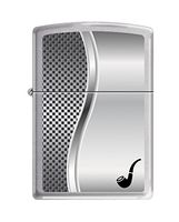Zippo Brushed Chrome Checkered Pipe Lighter