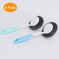 Steel Wool Scrubber with Handle, McoMce Upgrade Metal Scrubber, Premium Handled Steel Scrubber, Widely Used Steel Wool, Not Dirty Hands, Strong Decontamination Stainless Steel Scrubber, 2PCS