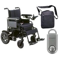 Drive Cirrus Plus EC Folding Power Wheelchair, 16" Seat & Free 130 dB Silver Personal Safety Alarm/Siren! + Front Zip Pocket Medical Utility Black Bag!