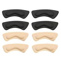 4 Pairs Thick Foam Heel Cushion Inserts Grips Liner Self-Adhesive Heel Shoe Pad for Shoes Too Big Anti Slip Blister for Women and Men (Black and Nude)