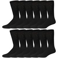 12 Pairs of Diabetic Neuropathy Crew Socks (10-13, Black)