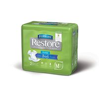 FitRight Restore Adult Briefs with Tabs, Maximum Absorbency, Medium, 32"-42", For Adult Incontinence, Comfort and Skin Health (Pack of 20)