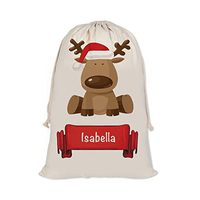 KafePross DeerCotton Linen Drawstring Santa Sack Custom Bag 19.5"x31.5"