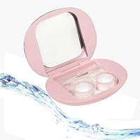 Contact Case Pink Set for Soft & Hard Contacts Lens, with Mirror Remover Tool, Small and Easy to Carry