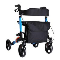 MLX Wheelchair, Old Man Trolley with Wheel with Aluminum Alloy Walker Disabled Walker Folding Four-Wheeled Scooter