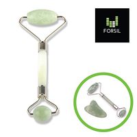 FORSIL Chi Himalayan Anti Aging Jade Roller & Gua Sha Scraper Tool Set for Therapy of Face, Neck, Eyes & Body, Double Neck Slimming Massager & Healthy Facial Massage for Fine Lines & Wrinkles