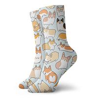 NEWINESS Women Men Boys Girls Fashion Novelty Funny Casual Comfy Breathable Compression Socks Adult Cotton Stockings Sports Running Football Corgi Pattern Crew Socks