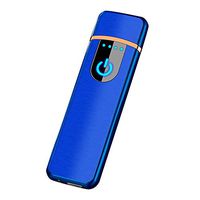 smallwoodi USB Lighter,USB Rechargeable Windproof Touch-Sensing Cigarette Lighter Collectible Men Gift Charging Lighter Blue