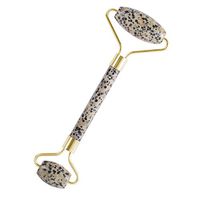 Natural Half Sapphire Massage Roller Speckled Stone Beauty Massage Rod Roller Face Jades Facial Eye Massage Roll,Gold