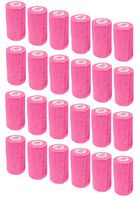 3 Inch Self Adhesive Medical Bandage Wrap Tape (Neon Pink) (24 Pack) Strong Elastic Self Adherent Cohesive First Aid Sport Flex Rolls for Wrist Ankle Knee Sprains and Swelling