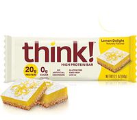 think! (thinkThin) High Protein Bars - Lemon Delight, 20g Protein, 0g Sugar, No Artificial Sweeteners, Gluten Free, GMO Free, 2.1 oz bar (30 Count - packaging may vary)