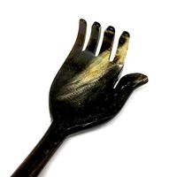 Buffalo Horn Back Scratcher Body Claw Finger Massager Wooden Handle Nice Strong Sturdy Durable Handmade Craft Gentle to Skin Unique Nature Stick Thai Gift Long 17 Inches