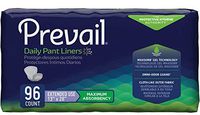 Prevail Pant Liner, Moderate Absorbency w/Extended Use, Large Plus (Pack of 6 (96 Count))