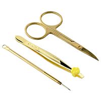 Saim Tweezers and Eyebrows Scissors Set Kit for Eyebrows Shaper and Grooming Kit w Acne Removal Needle