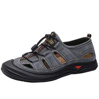 Yomiafy Men's Sports Sandals Trail Outdoor Water Shoes Leather Plus Size Sandals(Gray,US:6.5)