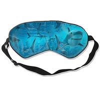 Natural Silk Eye Mask Block Out Light, Smooth Comfortable Blindfold Sleep Mask for Sleeping/Travel/Shift Work/Naps/Night Eyeshade, Women Men Underwater Shark Group Sea Blue Eye Cover