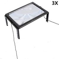 Full Page Magnifier for Reading 3X Magnification Hands Free, Foldable Desktop Magnifying Glasses with 4 LED Lights, Stand & Neck Cord Portable for Old People, Jewelry Loupe, Handicraft