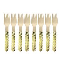 Amosfun 8 Pcs Wooden Forks Cutlery Set Disposable Party Forks Serving Forks Wedding Birthday Party Flatware