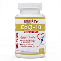Earth’s Wisdom CoQ10 Ubiquinone Supplement 200 mg Coenzyme Q10 Vegan 30 Capsules for Heart Health and Energy Production