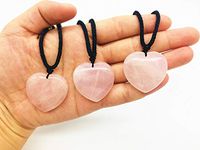 Ripple Stream Pink Rose Heart Quartz Crystal Healing Chakra Pendant Hand Braided Necklace Protection Negative Energy Cleanser Natural Stress Aid Soothe Mind Emotions (Rose Heart)