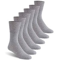 Ankle Diabetic Socks Men, Feelwe Extra Wide Diabetic Socks Dry Dress Socks Non-Binding Cotton Socks Cushioned Crew Socks with Seamless Toe,Diabetic Socks Womens Plus Size, 6 Pair Light Grey X-Large