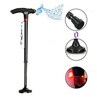 HLDWXN Old Man Multifunction Crutches,Smart Crutches Single Feet Sticks,Alarm+Radio+LED Lighting+Lightweight Telescopic,for Elderly, Handicapped