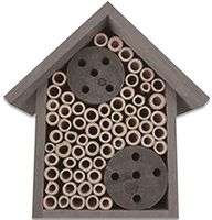 Mason Bee House - Bamboo Tube Bee Hotel for Solitary Bees - Attract More Pollinating Bees to Your Garden by Providing Them with a Bee Home Made from FSC Certified Wood (Medium, Farmhouse Grey)