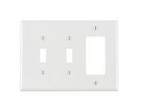Leviton PJ226-W 3-Gang 2-Toggle 1-Decora/GFCI Combination Wallplate, Midway Size, White