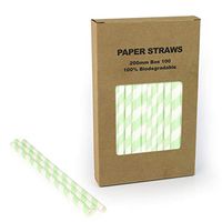 Mint Striped Paper Straws Bulk, Mint Green and White Stripe Paper Drinking Straws Biodegradable for Easter Spring Wedding Party, Coffee Soda Beverage Cafe Restaurant Cake Pop Sticks (Mint Stripe, 100)