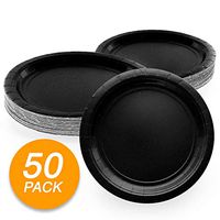 Amcrate Black Disposable Paper Party Plates 9" - Ideal for Weddings, Party’s, Birthdays, Dinners, Lunch’s. (Pack of 50)