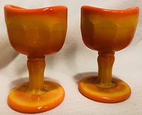 Eyecup Eye Wash Bath Cup Rinse - American Made - Mosser Glass USA - Set of 2 (orange marble, John Bull)