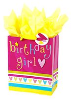 Hallmark 13" Large Gift Bag with Tissue Paper (Pink and Yellow Birthday Girl) for Birthdays, Kids Parties and More