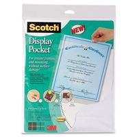 3M WL854C Scotch Display Pocket, Plastic, for 8-1/2 x 11 Insert, Clear, 1/Each