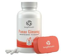 Korean Red Panax Ginseng 1000 mg Serving | 120 Vegetarian Capsules | High Potency Ginsenosides 7% | 100% Pure Root Extract Complex | Pills for Sex and Mental Health | Energy Asian Powder Supplement