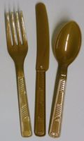 48 Plastic Cutlery Forks, Knives, Spoons Party Tableware - U Pick Color (Gold)