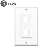 TNP Keystone Wall Plate (5 Pack) - 2 Port Keystone Insert Jack Single Gang Wiring Plug Socket Decorative Face Cover Outlet Mount Panel with Screws White