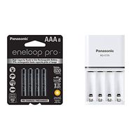 Panasonic eneloop pro AAA High Capacity Ni-MH Pre-Charged Rechargeable Batteries, 8 Pack & "Advanced" eneloop Individual Battery 3 Hour Quick Charger with 4 LED Charge Indicator Lights, White