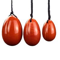 GEKFD Egg Massage Stone,3pcs Natural Drilled Red Jasper Yoni Egg Massage Stone Jade Eggs for Women Kegel Exercise Narrowing Vaginal Muscle Ben Wa Ball
