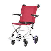 Ultra Lightweight Foldable Transport Travel Wheelchair with Self-Locking Brake System (Color : Red)