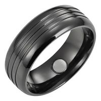 Willis Judd Mens 7mm Titanium with Magnet Ring in Velvet Gift Packaging Size 11.5