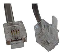 20 pack of 1 foot 2 Conductor Silver Satin Or Gray Telephone Phone Line Cable Cord Wire- single line phone RJ11 / RJ14 Type End- Commonly Used In Most Residential Homes and many Small Business's