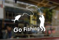 25 Centimeters GO Fishing Art Vinyl Stickers Funny Decals Bumper Car Auto Computer Laptop Wall Window Glass Skateboard Snowboard Helmet