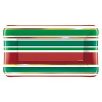 Foil Rectangle Paper Appetizer Chic Christmas Plates, 8ct