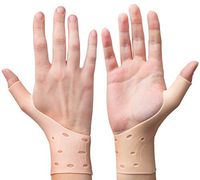 EXCELYFE Breathable Gel Wrist & Thumb Support Braces for Right & Left Hand | Relieves Pain for Arthritis, Rheumatism, Carpal Tunnel Great for Texting (2 Piece Nude)
