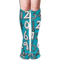 Math Doodle Blue Compression Socks Adult Knee High Sock Gym Outdoor Socks 50cm 19.7inch