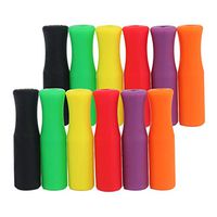 Silicone Straw Tips, STAR-FLY Food Grade Multicolored Straw Tips Cover for 1/4" (6 mm) Stainless Steel Drinking Straws (12-pack)